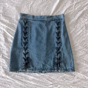 H&M lace up denim mini skirt